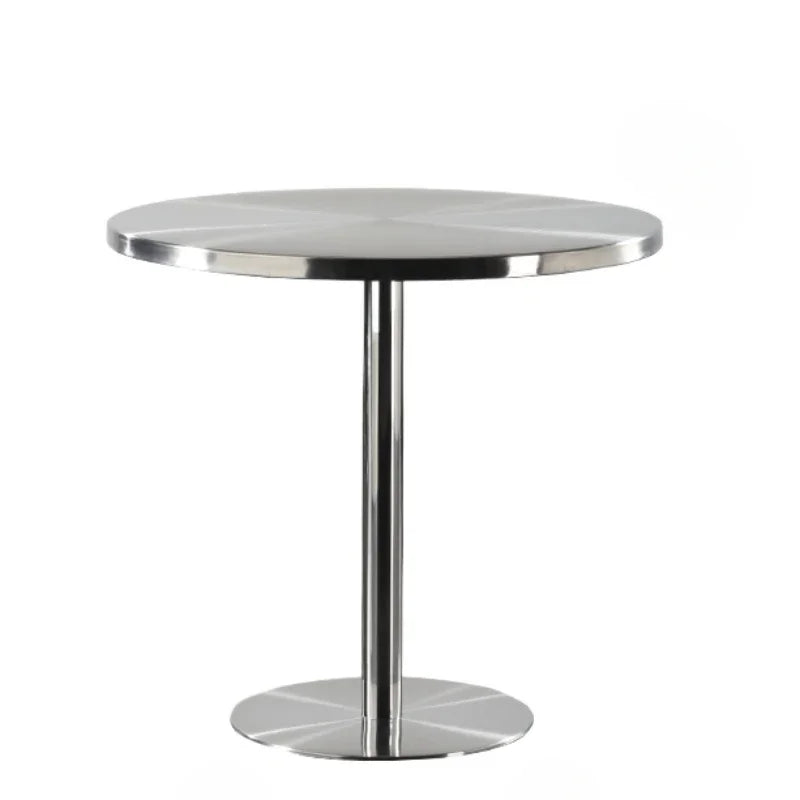 Stainless Steel Dining Table Bar Cafe Outdoor Round Table Furniture for Home Portable Mobile Simple Restaurants Metal Tables