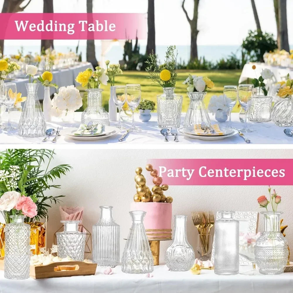 Lot de 66 vases en verre pour bourgeons, petits vases pour centres de table de mariage rustiques, mini vases en vrac pour décoration de table de maison, vases transparents