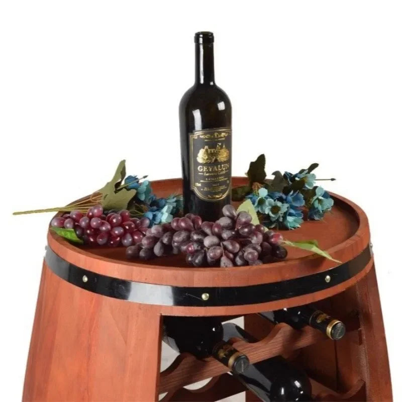 Solid Wood Wine Rack Oak Barrel Modelling Creative Wine Cellar Aesthetic Luxury Display Decoration Retro Shelf Bar Furniture