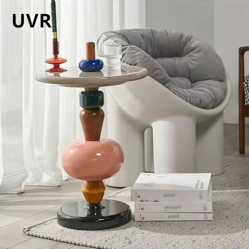 UVR Coffee Table Small Round Table Living Room Sofa Side Corner Table Bedroom Colorful Bedside Table Home Hotel Coffee Table