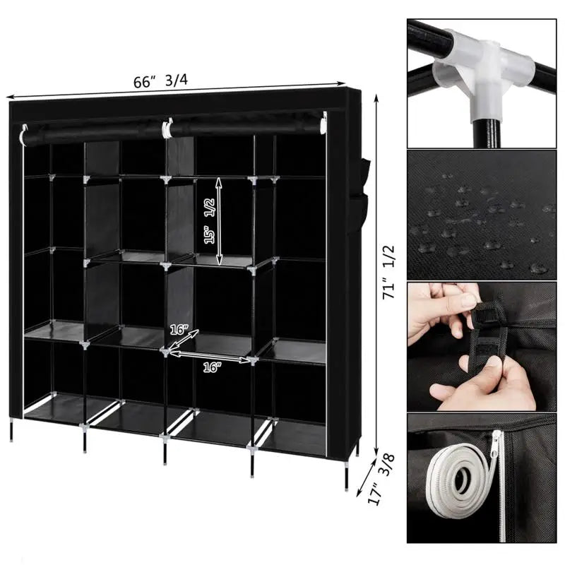 Armoire de rangement portable anti-poussière et étanche, étagère de rangement pour vêtements en tissu non tissé, meubles de chambre à coucher