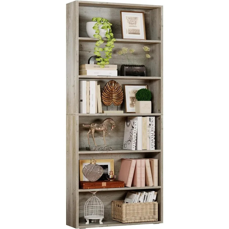 Bookshelves and Bookcases Floor Standing 6 Tier Display Storage Shelves 70in Tall Bookcase Home Decor Furniture