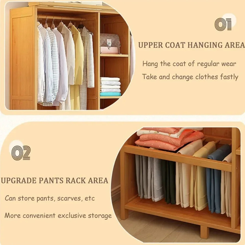 Adjustable Height Storage of Wardrobe Partition Storage With Suspenders Cabinets Hotels Clothing Cupboard Home Furniture Bedroom