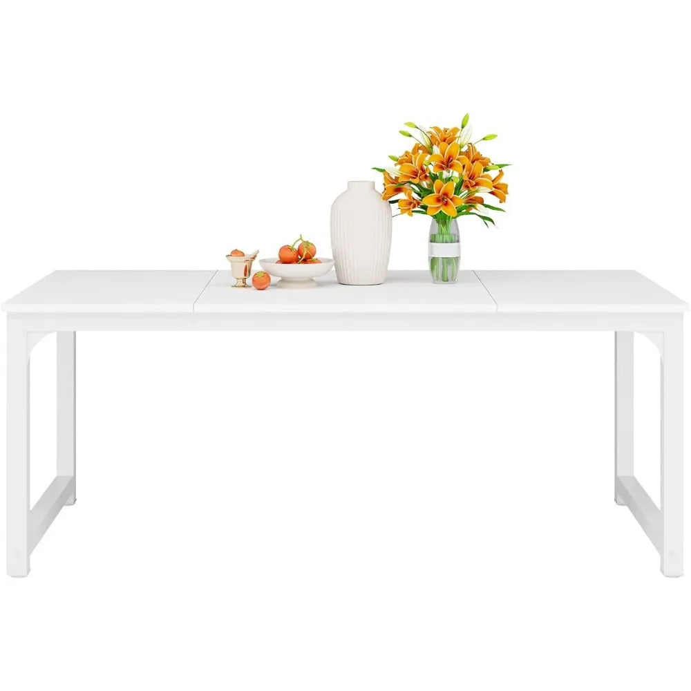 Dining Table for 4-6 People,70.9 Inch Dining Table Rectangular Kitchen Furniture  White Dinner Table for Home Kitchen Furniture