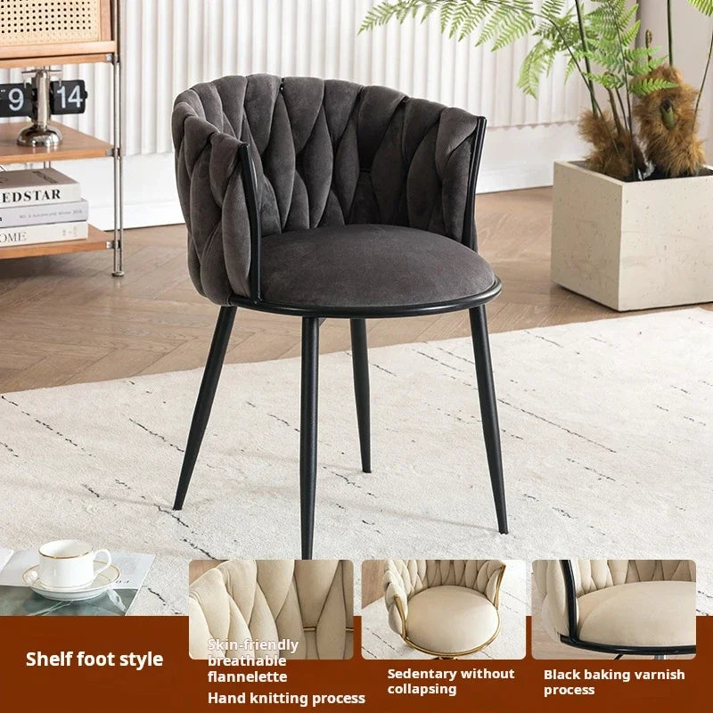 Velvet Nordic Armchair Dining Chair Living Room Relaxing Cafe Chair Luxury Design Vanity Stool Fauteuils De Salon Furniture