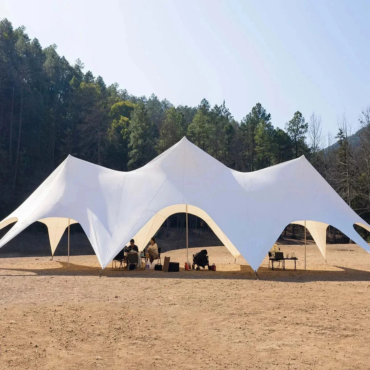 Single/Double Pole Canopy Tents Thicken 900D Oxford Cloth Star Shade Stretch Canopy Tents Outdoor Peaks Octopus Canopy Starshade