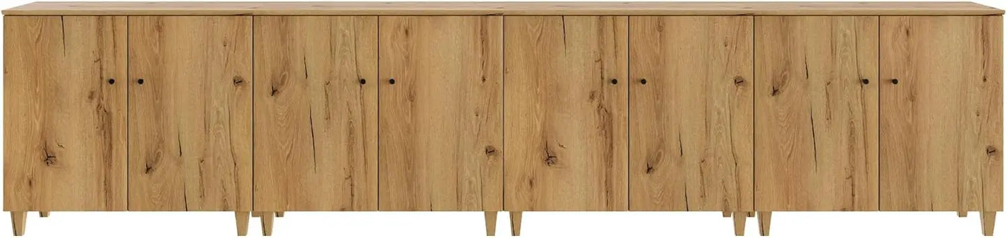 Sideboards Buffet Cabinets with Doors, 4-in-1 Extra Wide Kitchen Wood 141.6" Long Buffet Server Table