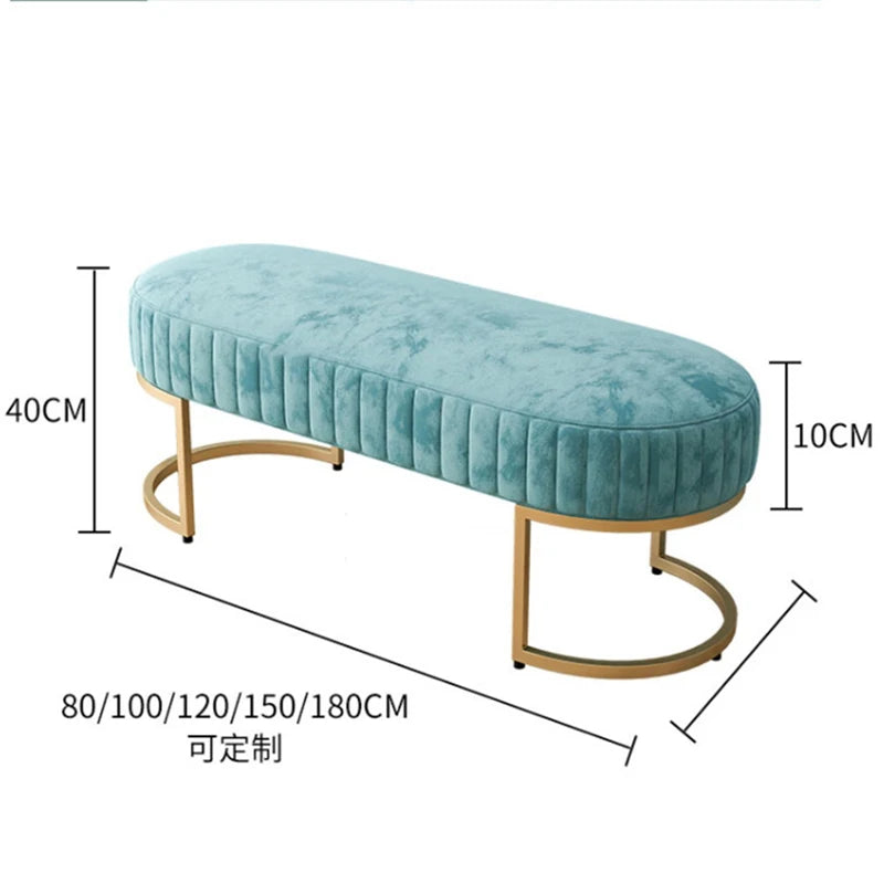 Repose-pieds de lit en velours doux nordique, meuble de salon, maison, chambre à coucher, pouf de luxe, banc d'entrée, tabouret à chaussures B