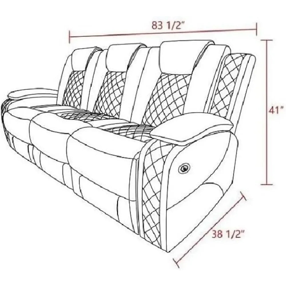 recliner，Multifunction Power Air Leather Recliner Sofa Set with LED Lights, Living Room Furniture, Reclining Sofa, loveseat,