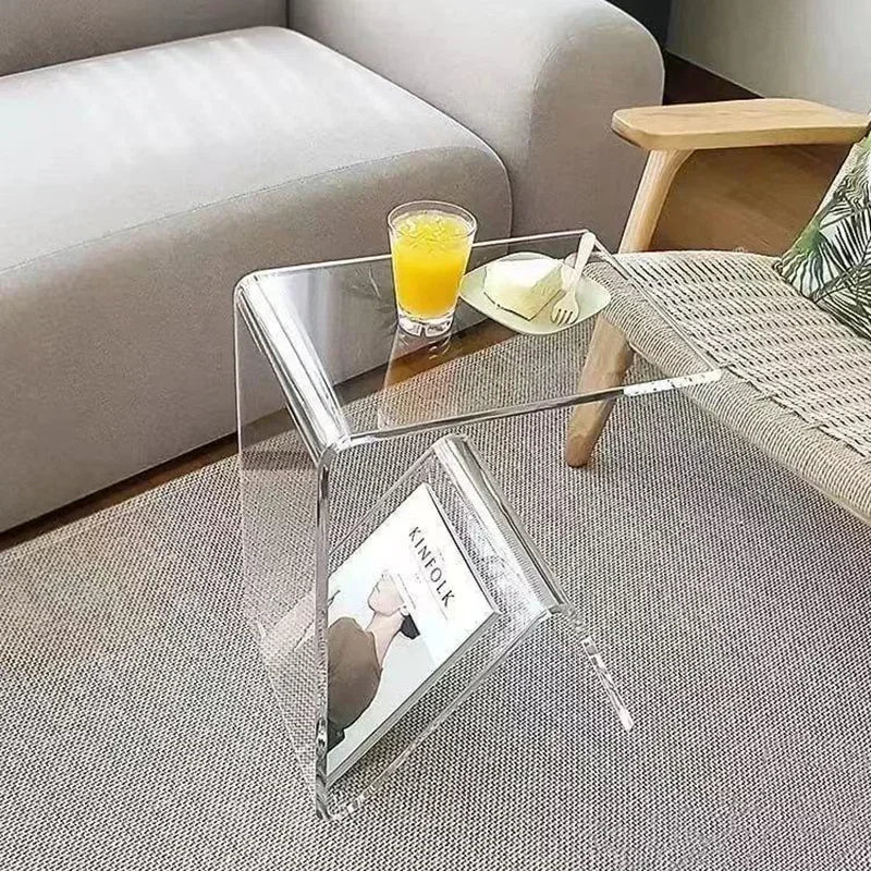 Simple Small Sofa Tables Transparent Acrylic Side Coffee Table Home Furniture Bay Window Laptop Table Bedroom Living Room Table