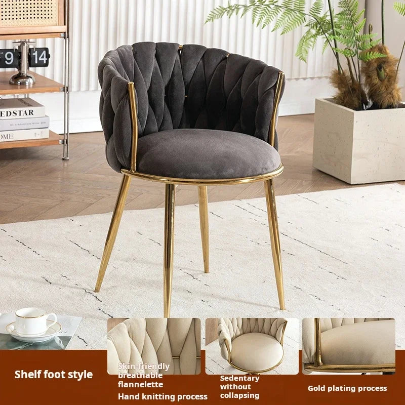 Velvet Nordic Armchair Dining Chair Living Room Relaxing Cafe Chair Luxury Design Vanity Stool Fauteuils De Salon Furniture