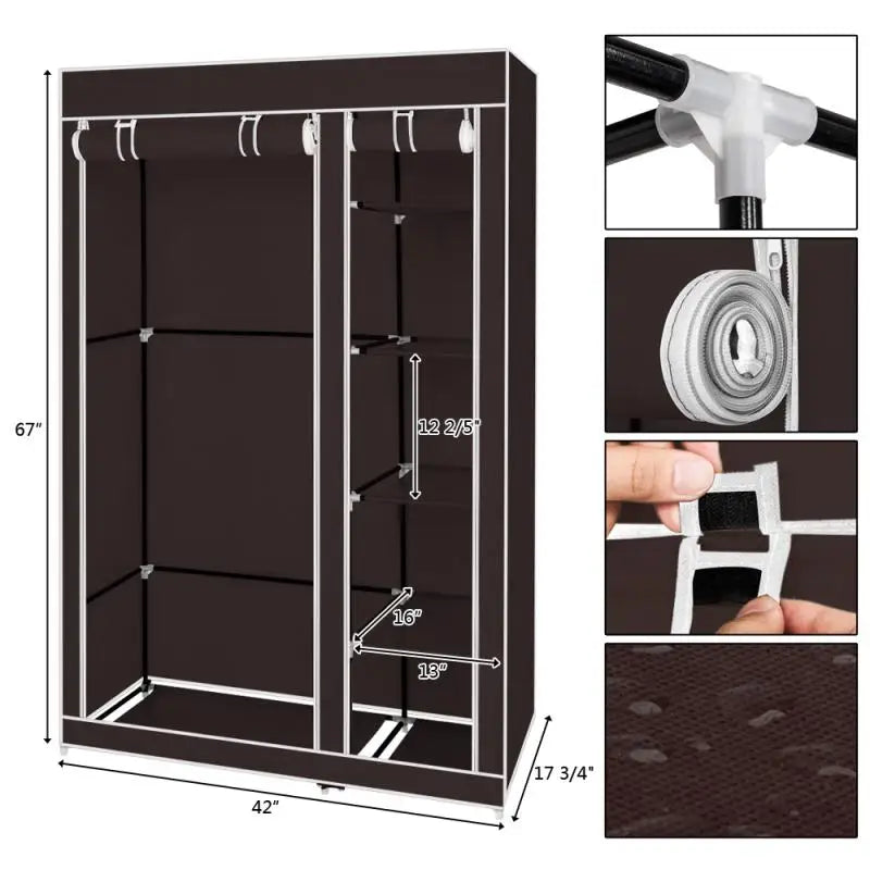 Armoire de rangement portable anti-poussière et étanche, étagère de rangement pour vêtements en tissu non tissé, meubles de chambre à coucher