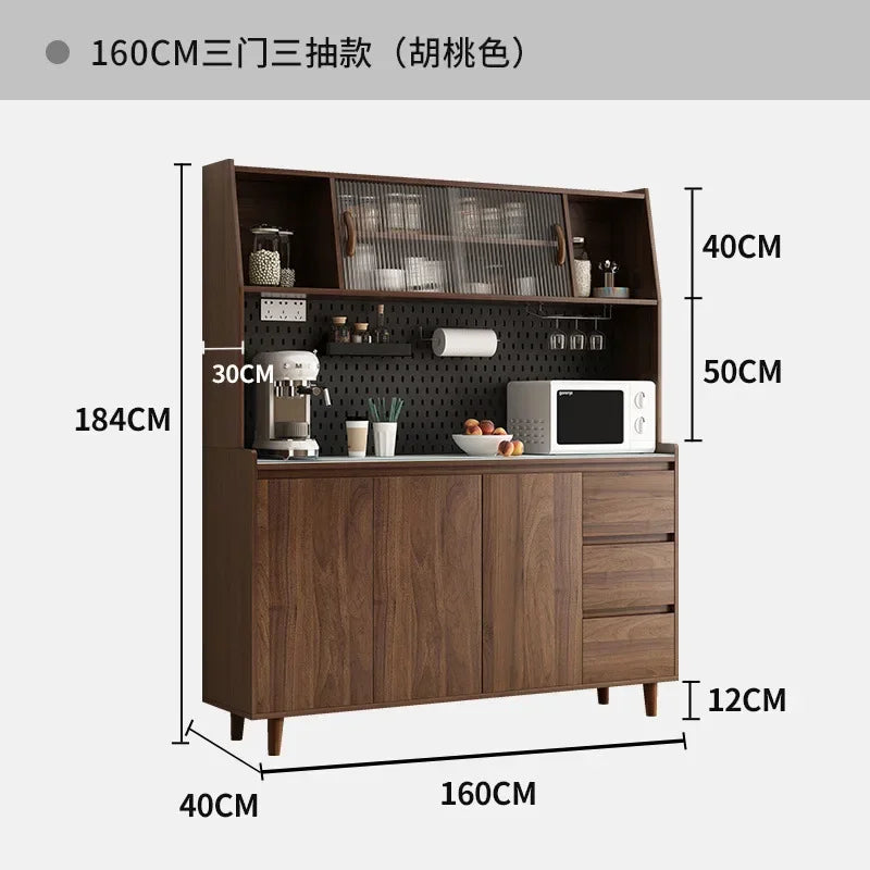 Armoires de cuisine Buffet en bois massif Table console Salon Vitrine Alacena Meubles de bar à café Salle à manger, Marron