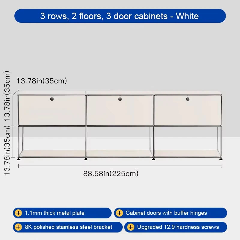 Storage Cabinet Sideboard Haller Cabinet Storage Shelf Modular Furniture Stainless Steel Metal Board Living Room Cabinet DIY