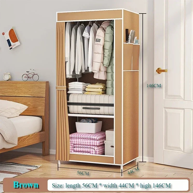 Dustproof Wardrobe Simple Portable Storage Cabinet Household Bedroom Large Capacity Wardrobes Removable Adult Closet Organizer