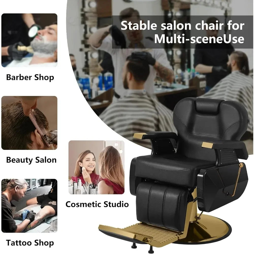 Barber Chair Hydraulic Heavy Duty Reclining Salon Chair 360 Degree Swivel Height Adjustable Hair Chair