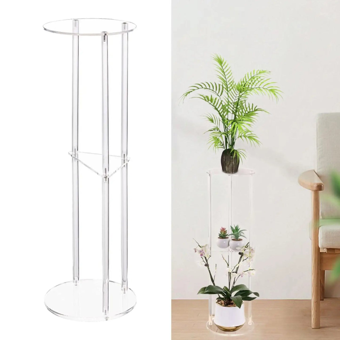 Clear Acrylic Side Table Small Drink Side Table Small Space Round Furniture NightStand for Home Balcony Bathroom Sofa Hallway