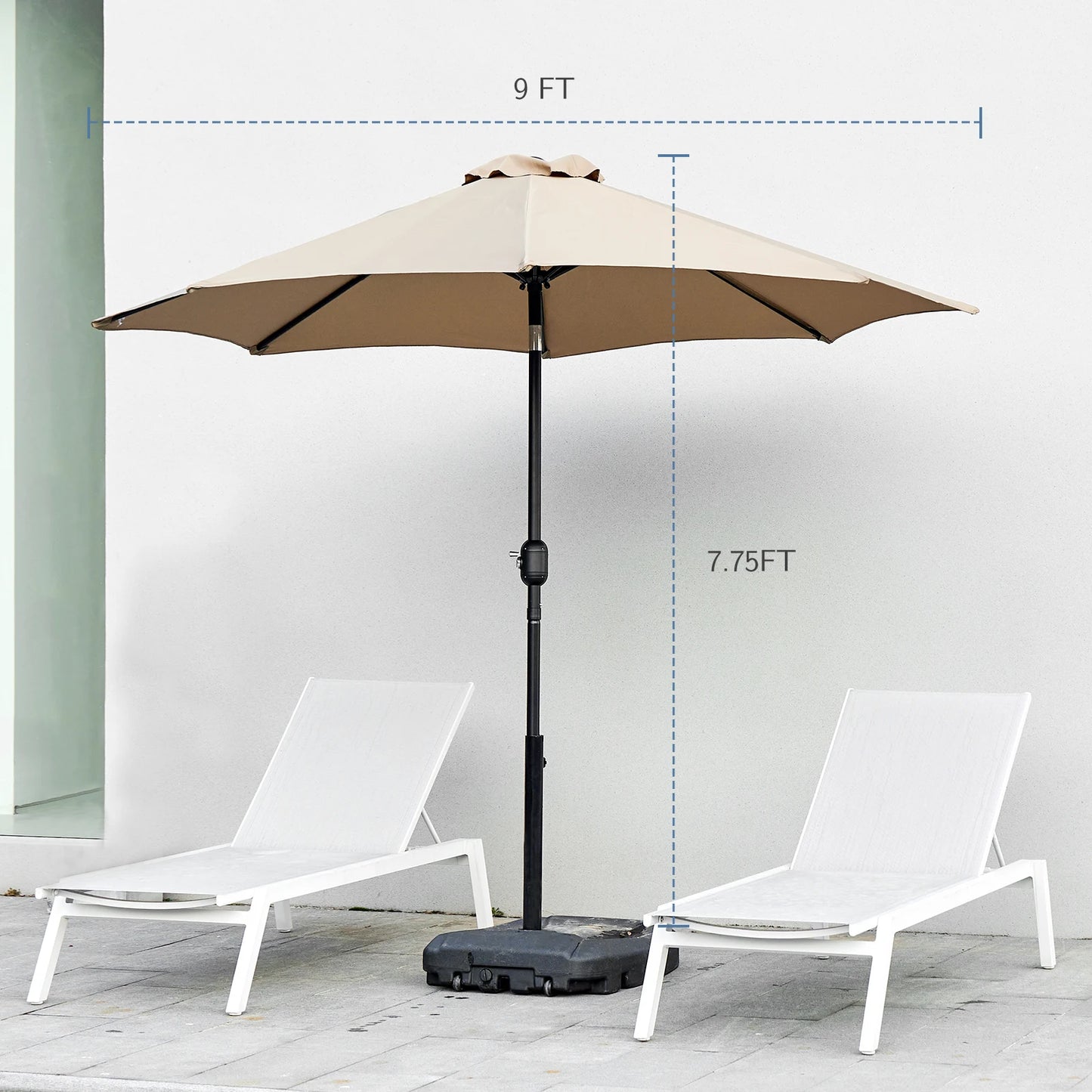 Parasol d'extérieur JHK Protection UV pour jardin Structure robuste Parasols d'extérieur toutes saisons pour les vacances à la piscine dans l'arrière-cour