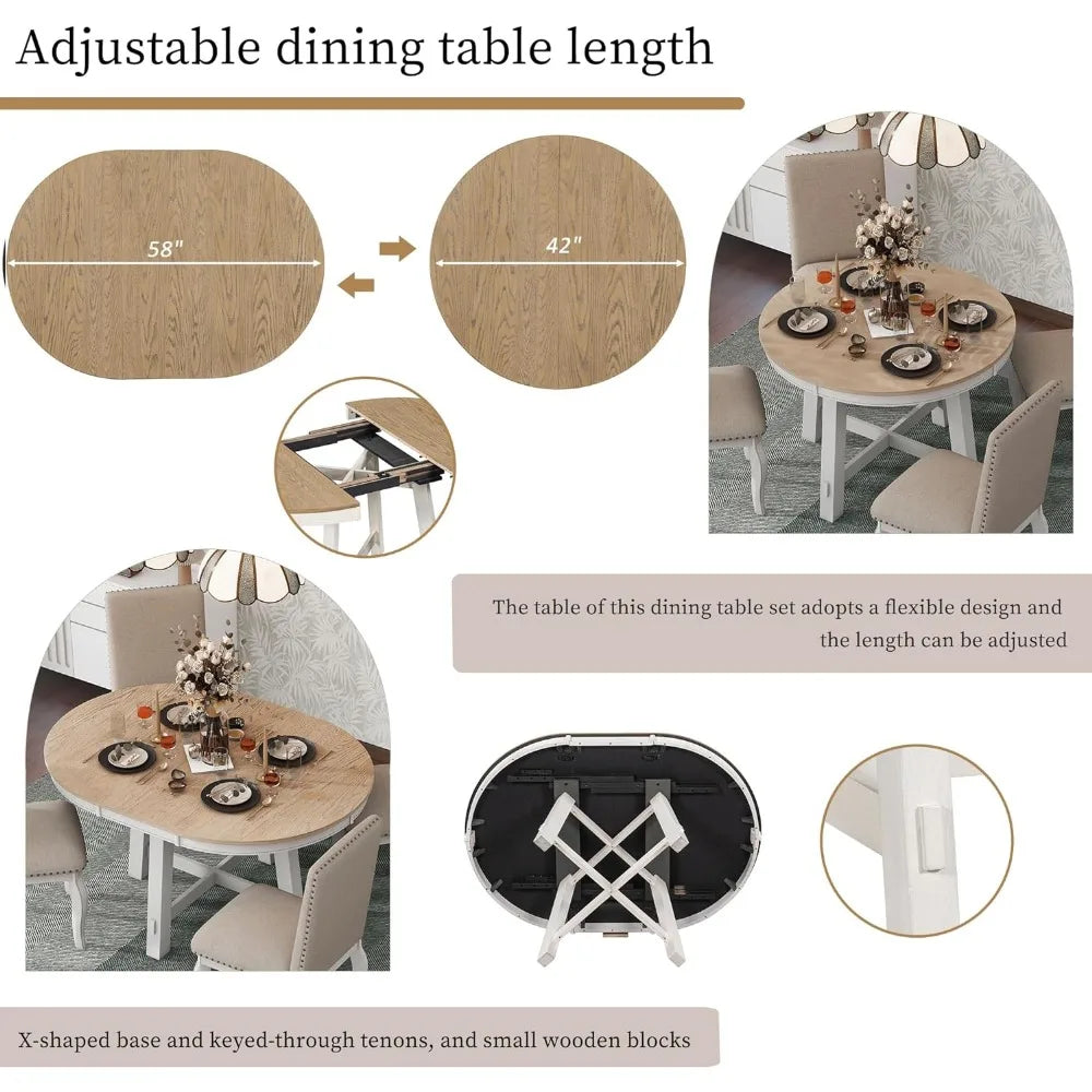 Dining Table Set for 4, Counter Height Dining Table Set, 5 Piece Dining Room Table Set for Kitchen and Living Room Furniture