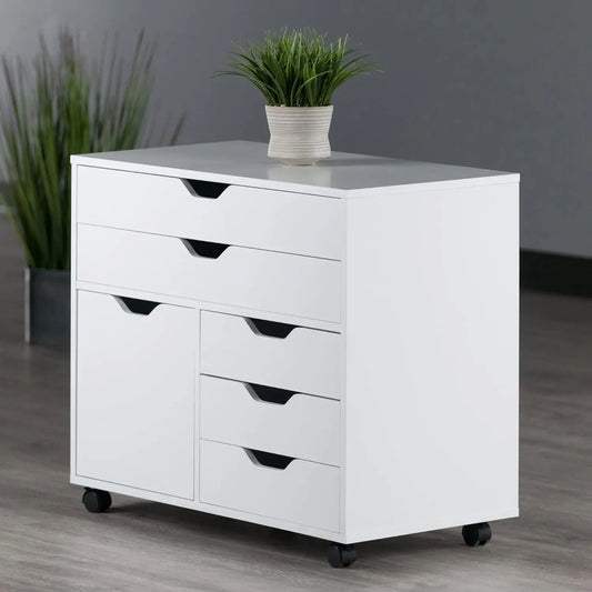 Mueble Halifax de madera, 2 cajones grandes y 3 cajones pequeños, color blanco