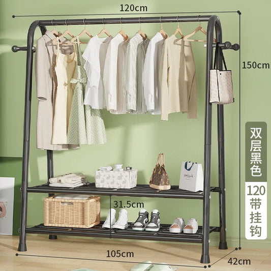 Clothes Racks Burro Clothes Rack With Wheels Coat Hanger Rail Shelf Multifunction Home Furniture Modern Living Room Furniture