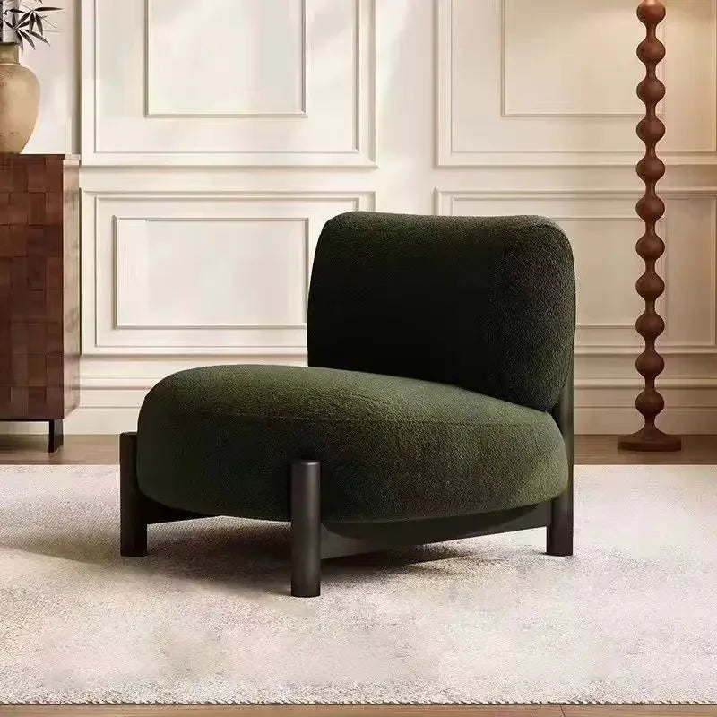 Wabi-sabi Single Designer Lazy Sofa Homestay Lamb Velvet Discuss Reception Lounge Chair Bedroom Living Room Furniture