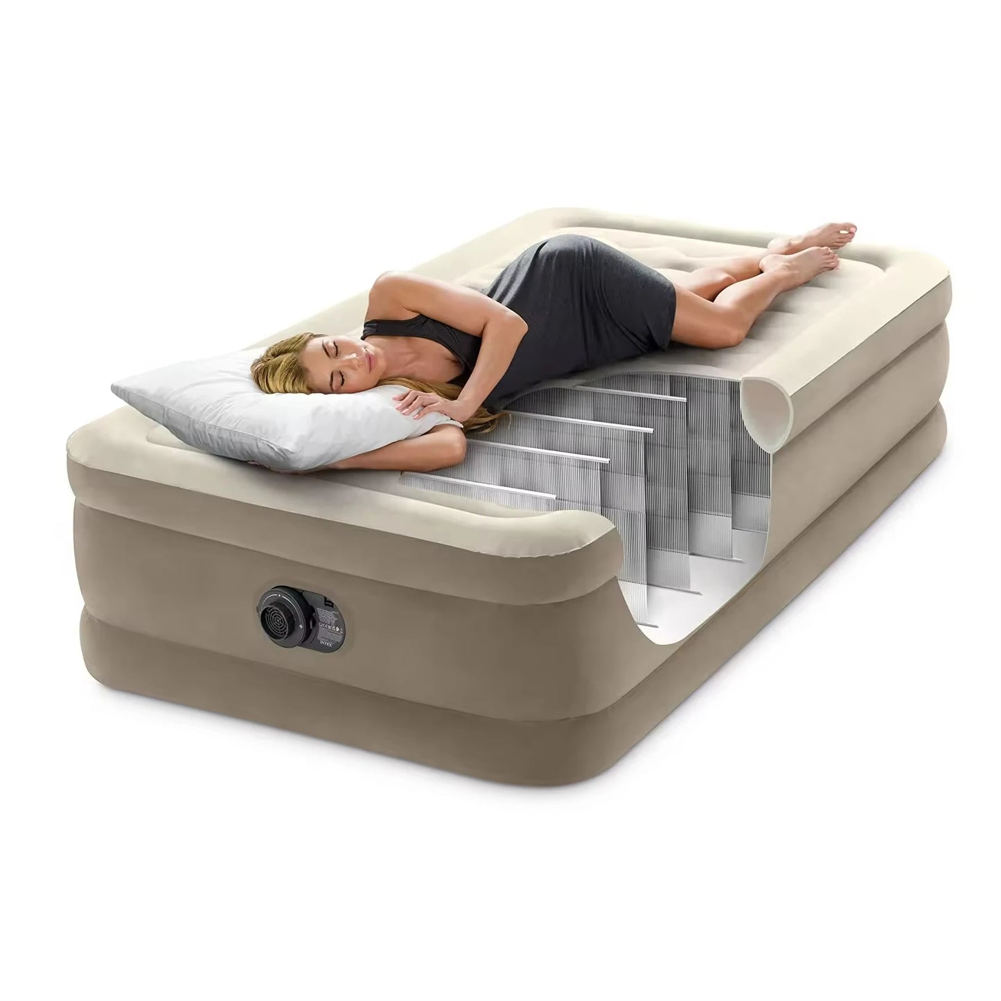 Twin Double Self Inflatable Air Mattress Bed with 220V Built-in Electric Pump Automatic Blow Up King Airbed