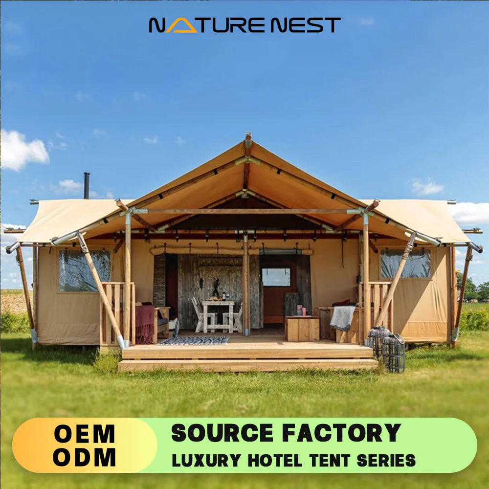 Glamping Farm Camping Base Tente de camping parent-enfant pour 3-4 personnes 2 chambres et 1 salon Villa de vacances de luxe sauvage