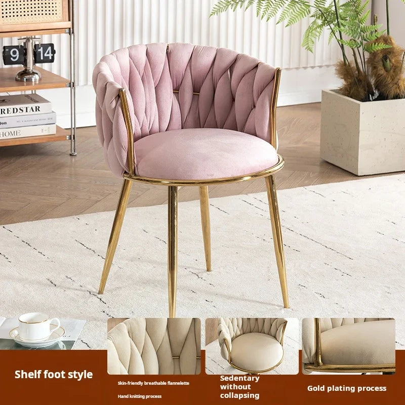 Velvet Nordic Armchair Dining Chair Living Room Relaxing Cafe Chair Luxury Design Vanity Stool Fauteuils De Salon Furniture