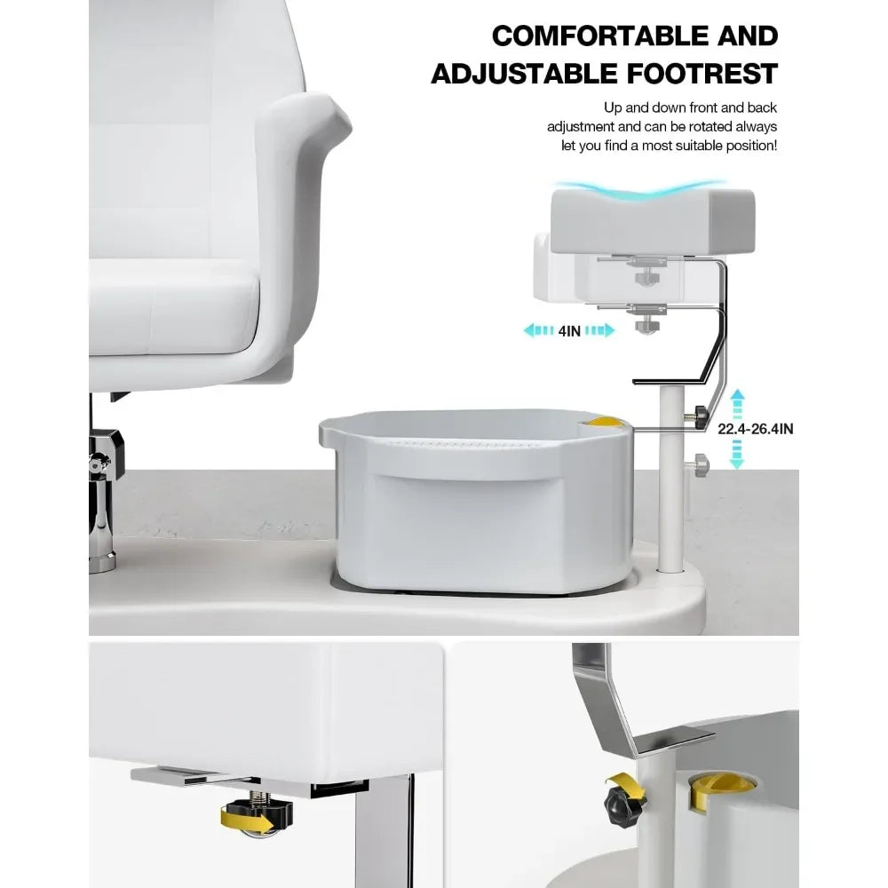 Pedicure Chair.Pedicure Chair No Plumbing For Nail Tech, Upgraded 360 Swivel Hydraulic Lift Reclining Pedicure Station W