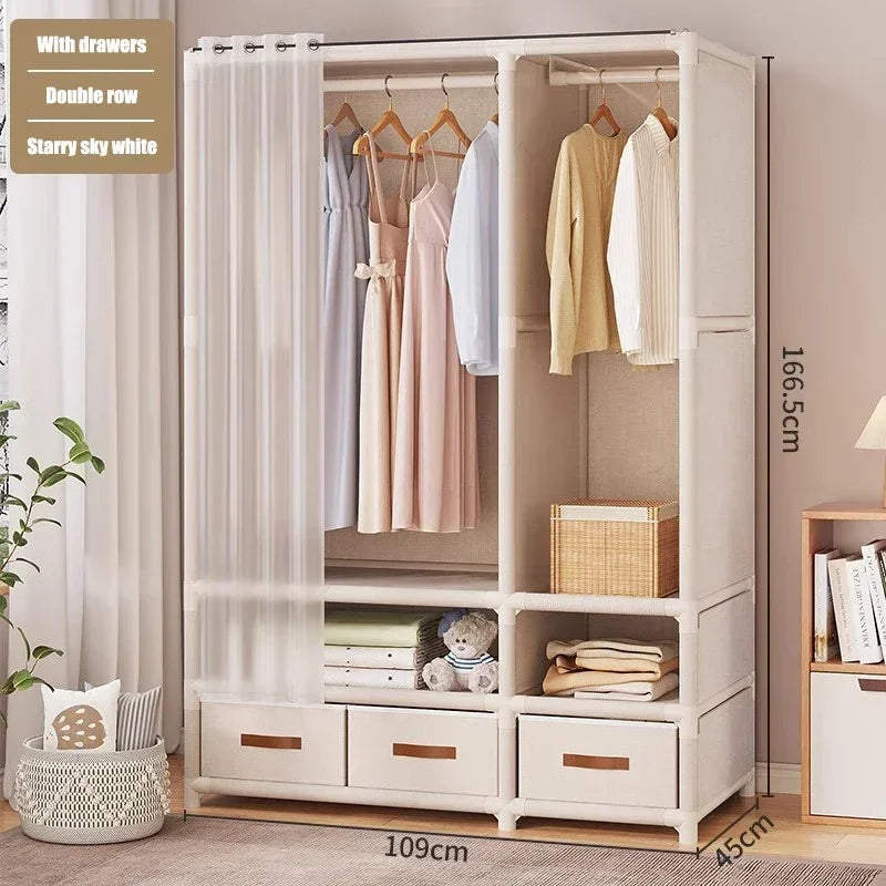 Simple Wardrobe Storage Closet Cabinet Large Capacity Durable Clothe Cabinetdustproof And Economical Wardrobe Bedroom Furniture