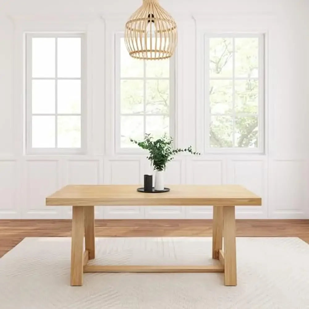 Grande table à manger rustique en bois de ferme 72" rectangulaire en pin massif pour dîner, cuisine, bureau, maison, ensemble de meubles d'assemblage