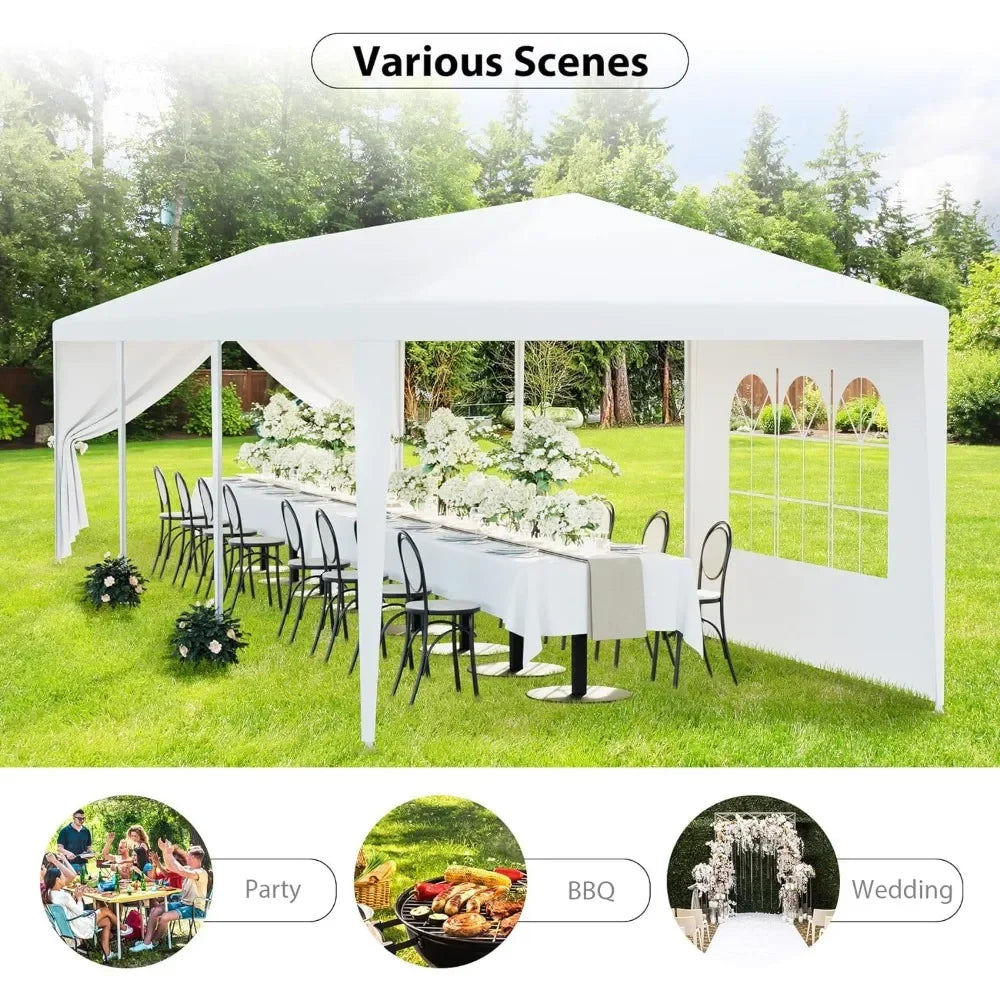 Auvent extérieur Tente Patio Camping Gazebo Abri Pavillon 10'x30' Traiteur Fête Mariage Barbecue Événements Tente Parois latérales amovibles