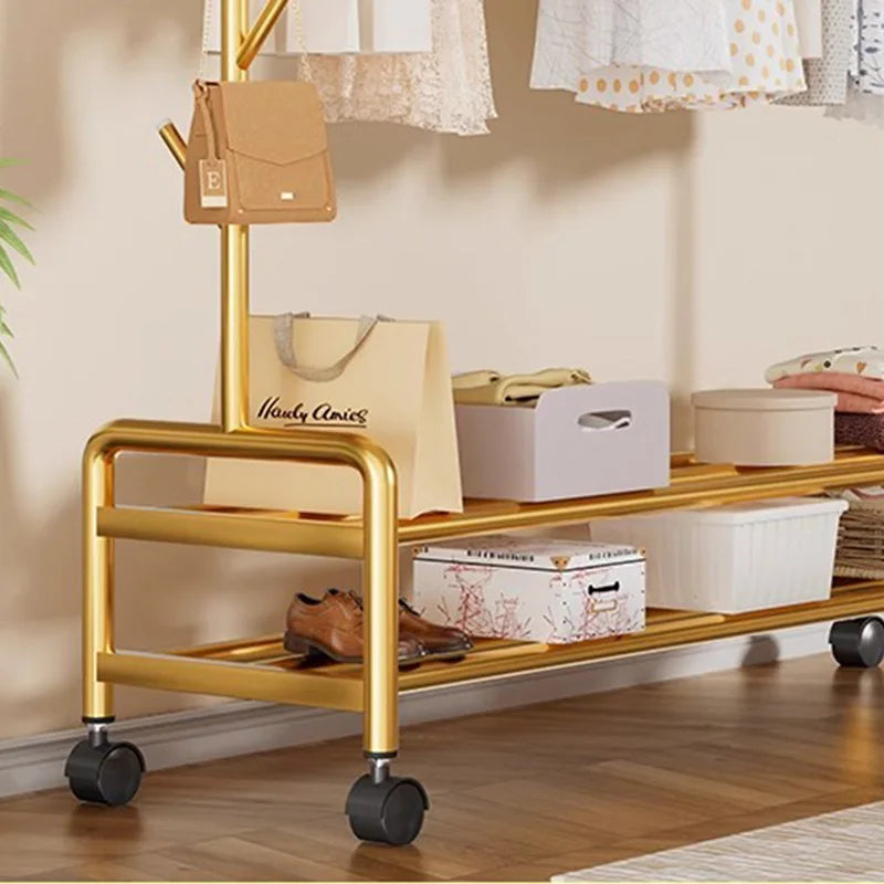 Perchero minimalista dorado de metal para el suelo, para dormitorio, para guardar zapatos, perchero, estantes para ropa, muebles de jardín Arara De Roupa