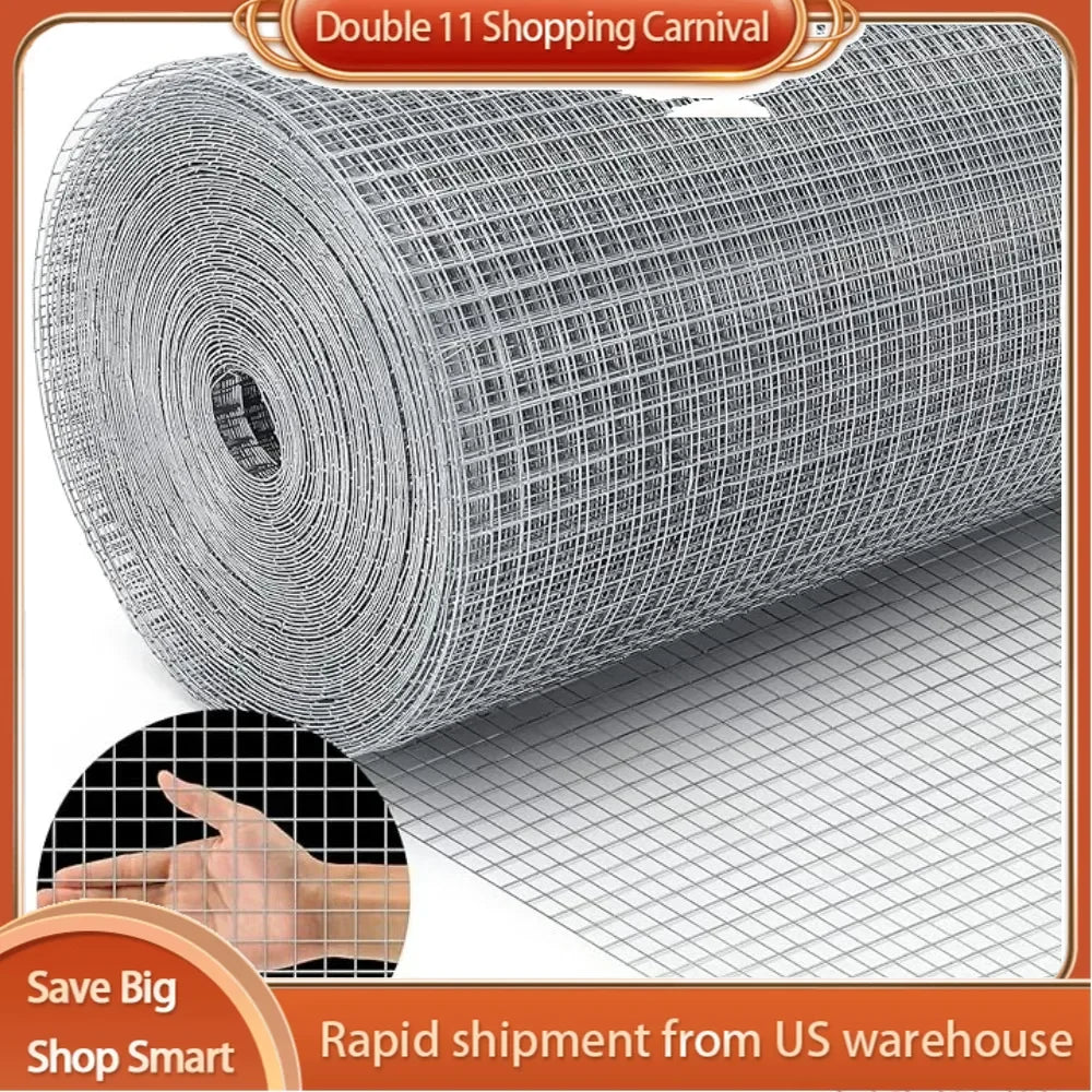 Chicken Wire Fence 19 Gauge Hardware Cloth,1/2 Inch 48inch×100ft, Galvanized Welded Cage Wire Mesh Roll Supports Poultry Netting