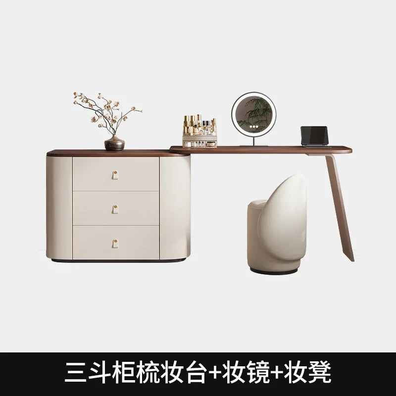 Design Vanity Dressing Table Mirror Nordic Storage Drawer Dresser Wood Chair Multifonctional Comoda Pra Quarto Bedroom Furniture