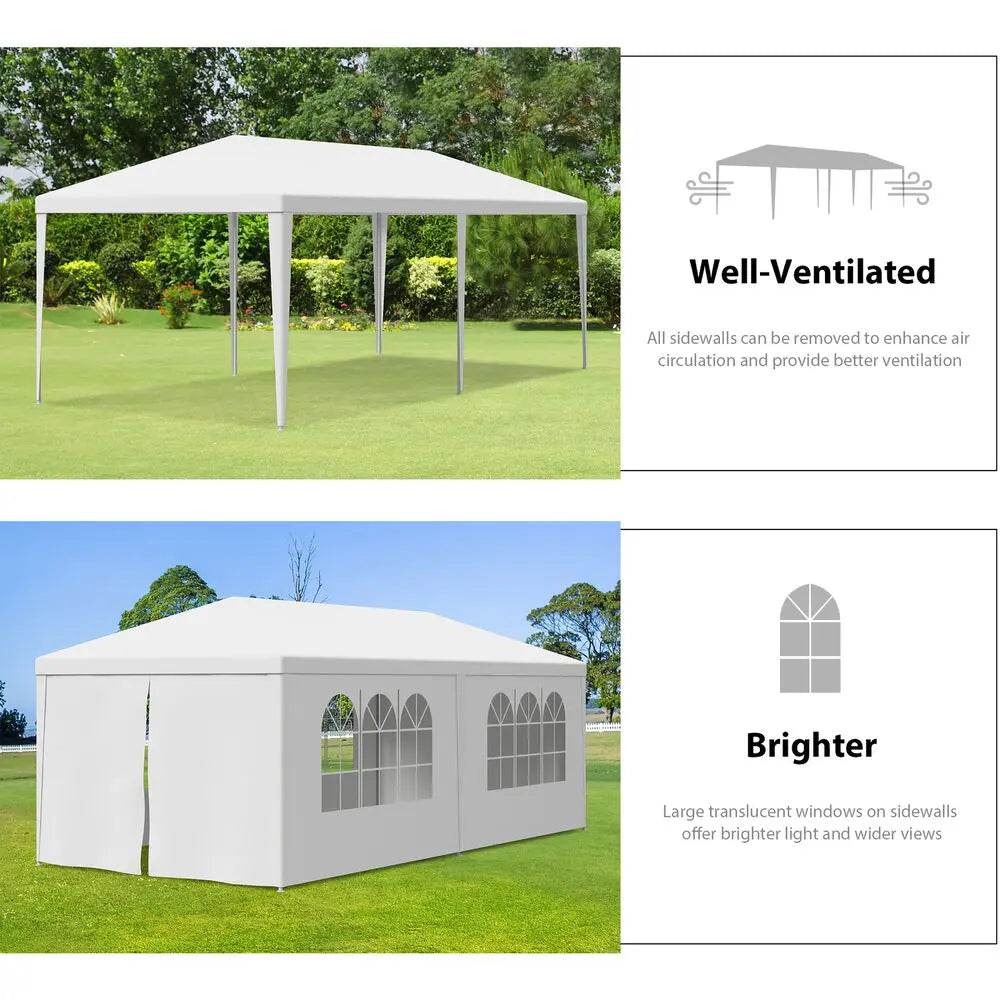 10 x 20' Outdoor Gazebo Party Tent with 6 Side Walls Wedding Canopy Cater Events