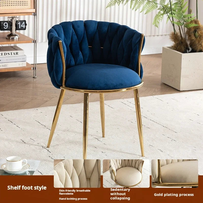 Velvet Nordic Armchair Dining Chair Living Room Relaxing Cafe Chair Luxury Design Vanity Stool Fauteuils De Salon Furniture