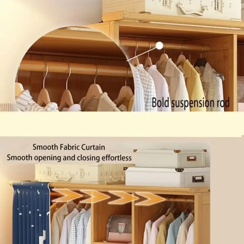 Adjustable Height Storage of Wardrobe Partition Storage With Suspenders Cabinets Hotels Clothing Cupboard Home Furniture Bedroom