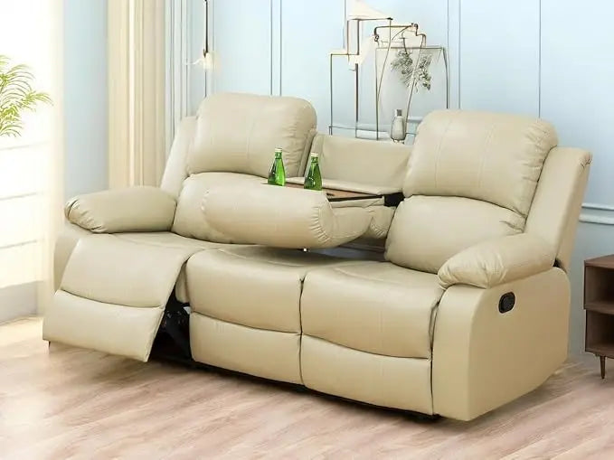 Sofa Set Living Room Furniture Reclining Couch Set with Cup Holders/Storage Console/Drop Down Table Fabric Recliner Sofa Set