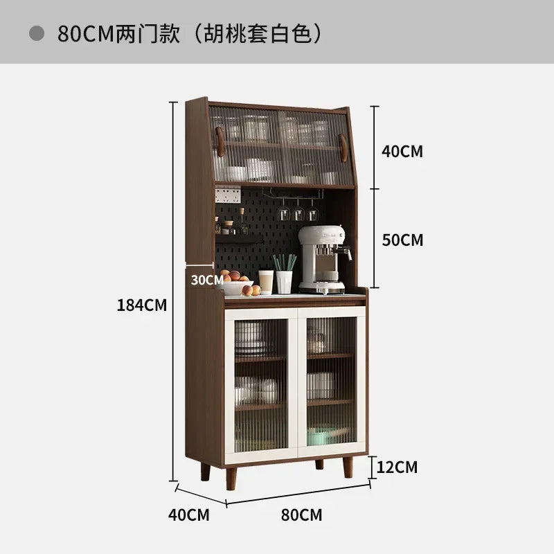 Armoires de cuisine Buffet en bois massif Table console Salon Vitrine Alacena Meubles de bar à café Salle à manger, Marron