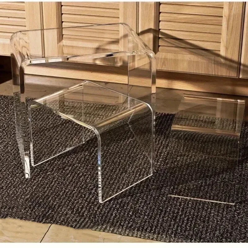 Small Chair Nordic Acrylic Transparent Shoe Changing Stool Mini Side Table Makeup Ottoman Modern Living Room Home Furniture