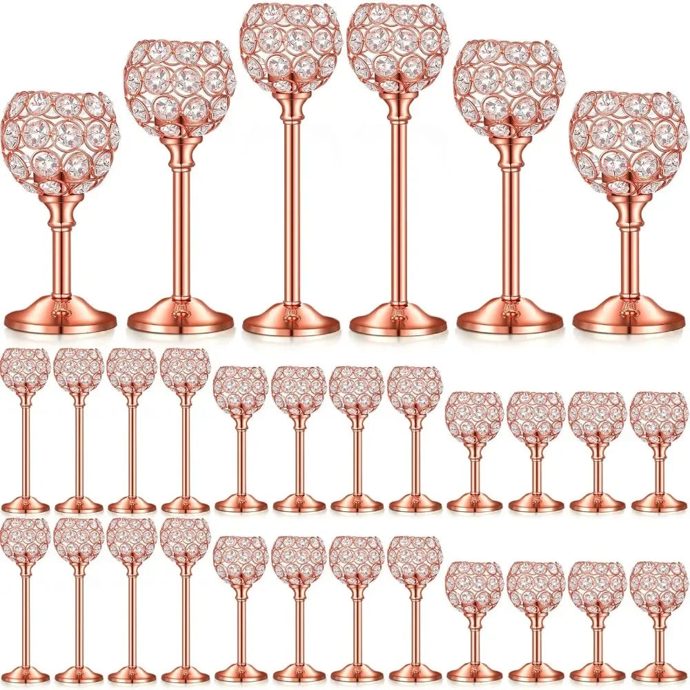 Shiny Candle Holder Home 36 Pieces Crystal Candle Holder Retirement Party Romantic Wedding Table Centerpiece Bulk Decor Candles