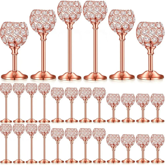 Shiny Candle Holder Home 36 Pieces Crystal Candle Holder Retirement Party Romantic Wedding Table Centerpiece Bulk Decor Candles