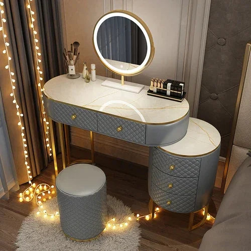 White Women Makeup Vanity Table Drawer Mirror Dresser Stand Makeup Table Storage Cabinet Coiffeuse Miroir Home Furniture