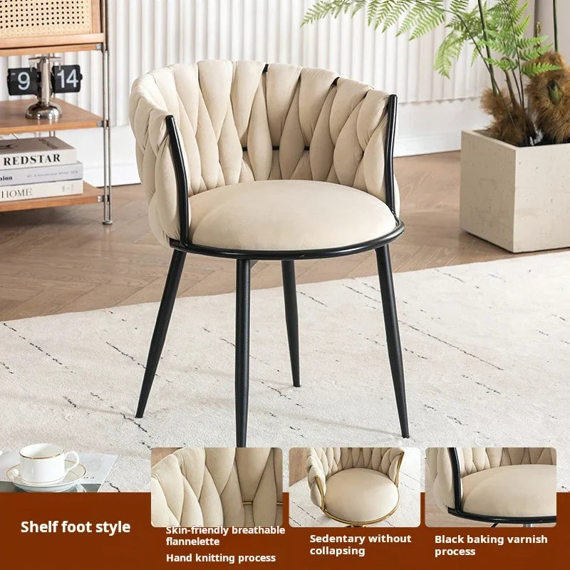 Velvet Nordic Armchair Dining Chair Living Room Relaxing Cafe Chair Luxury Design Vanity Stool Fauteuils De Salon Furniture