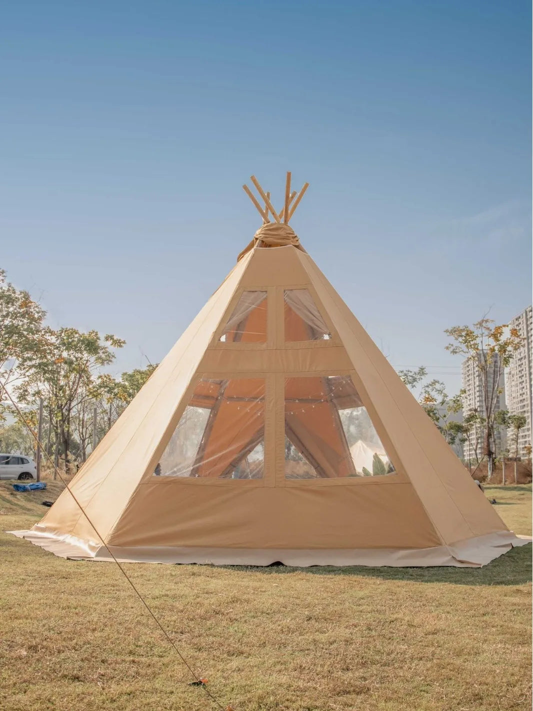 Wooden frame Indian Tent Rainproof Tipi Safari Tent High-quality  Waterproof Glamping Living Resort Luxury Outdoor Camping