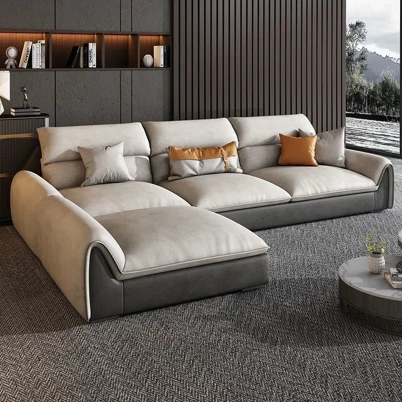 Conjunto de sofá minimalista moderno italiano, sofá seccional de látex en forma de U para espacios pequeños, sofá de esquina, conjunto de sofá, muebles para sala de estar