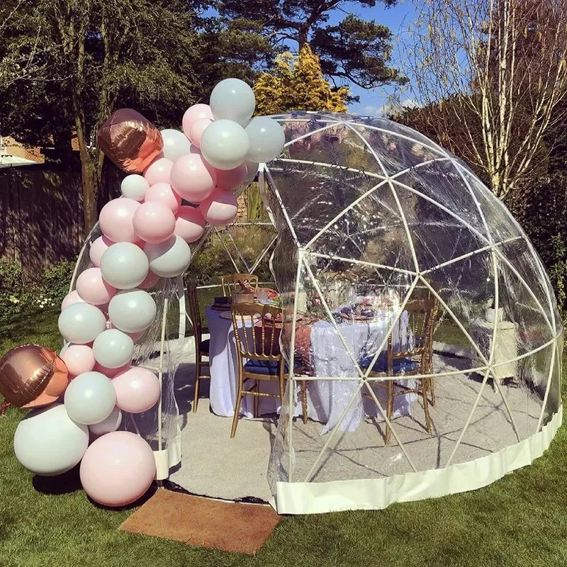 Tente de camping de luxe à dôme géodésique, maison igloo en forme de dôme pour hôtel de plein air, tente à dôme étoilée transparente