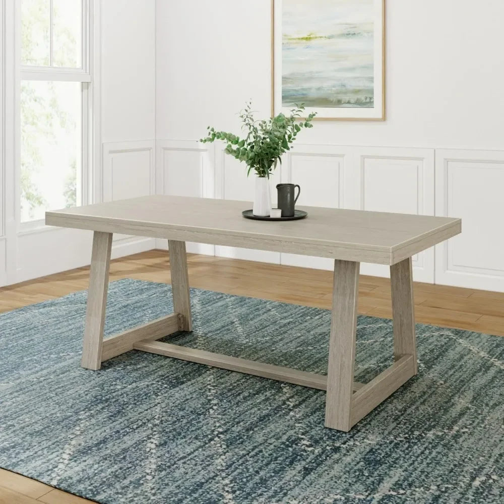 Grande table à manger rustique en bois de ferme 72" rectangulaire en pin massif pour dîner, cuisine, bureau, maison, ensemble de meubles d'assemblage